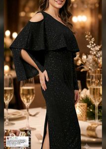 Sparkly Black One-Shoulder  Dress