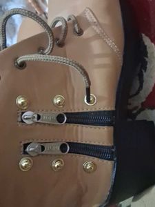 Tan Lace-Up Ankle Boots