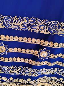 Elegant Royal Blue Embroidered Saree