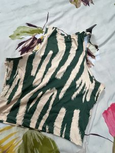 Zebra Print Sleeveless Tank Top