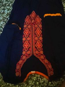 Navy Blue Embroidered Kurta
