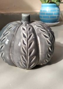 Grey Ceramic Pumpkin Decor