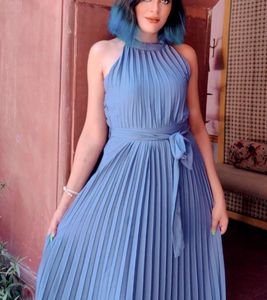 Tokyo Talkies Women Blue Solid Maxi Dresses