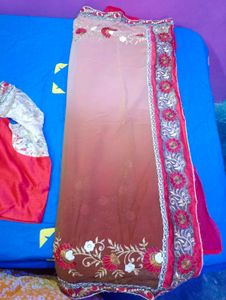 Red Embroidered Complete Saare