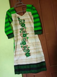 Beautiful Cotton Kurta With Churidar And Dupatta