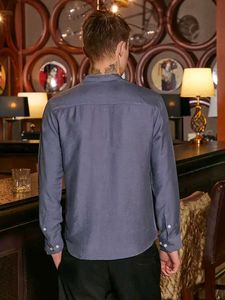 Men's Casual Band Collar Shirt