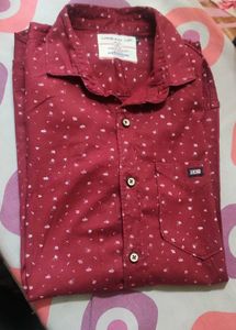 Urban Up Men's Printed Maroon Shirt