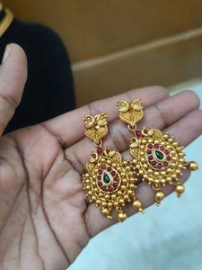 matt finish attigai necklace set with earrings
