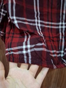 Red Plaid Long Sleeve Top