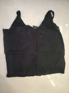Ribbed Black Crop Tank Top