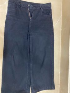 Wide Leg Black Denim Jeans