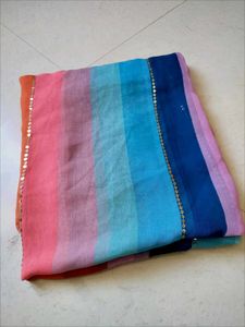 Rainbow Striped Sequin saree
