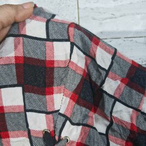 Red and black Plaid Lace-Up Crop Top