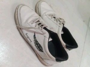 White Sneakers with Feather Design