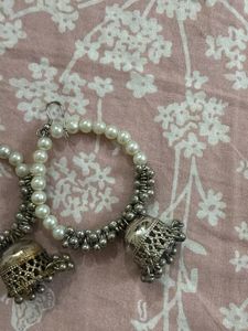 Pearl Hoop Earrings with Jhumka