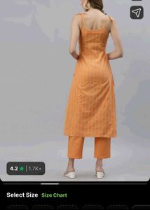 Vibrant Orange Striped pure cotton Kurta sets