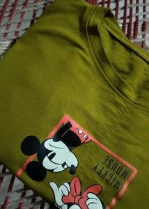 Olive Green Mickey &amp; Minnie Graphic Tee