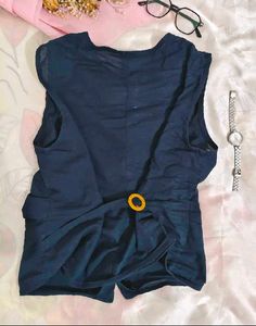 Waistcoat Navy V-Neck Top