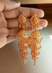3 Layerd Golden Jhumka