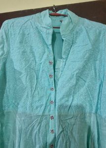 Aqua Printed Kurta &amp; Leggings Set