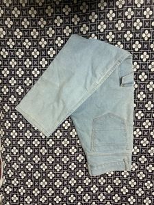 Light Wash Patchwork Cargo Jeans