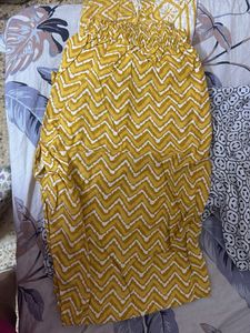 Yellow Printed Kurta