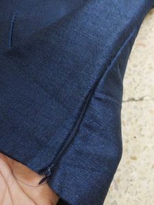 Elegant Navy Blue Blouse with Gold Accents