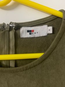 Long Sleeve Casual Olive Green Dress