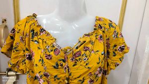 Yellow Floral Off-Shoulder Top