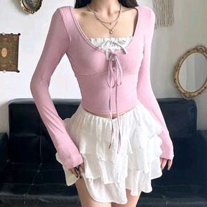 Pink Solid Ribbed Crop Top
