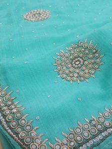 Embroidered Teal Saree