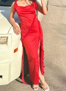 Stunning Red Ruffled Maxi Dress