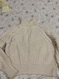 Cream Knit Turtleneck Sweater