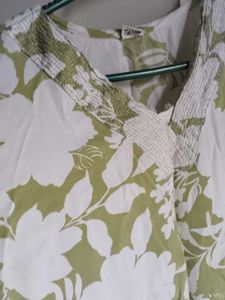 Green Floral Print Kurta