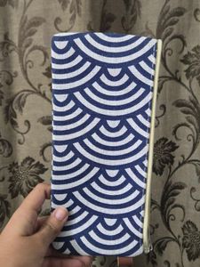 Blue and White Geometric Pouch