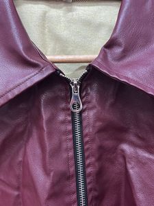 SAVANA Maroon Faux Leather Bomber Jacket