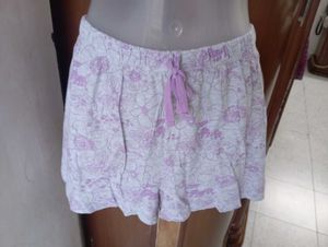 Purple Pajama Set with Printed Shorts