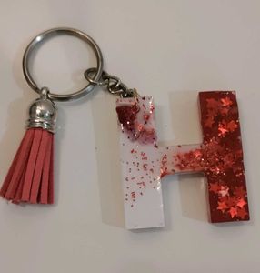 Resin Letter M Keychain