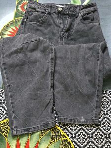 Washed Black Wide Leg Jeans