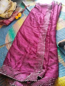 Elegant Silk Saree with Pearl Embellishments