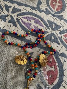 Boho Beaded Necklace and Earring Set
