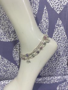 Silver Anklet with Tiny Bells