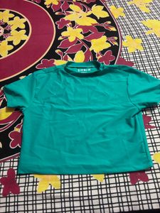 SHEIN Teal Green Cropped T-Shirt