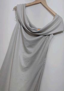 Silver Elegant Off-Shoulder Maxi Dress 36 Bust