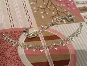 Elegant Silver Anklets with Stones