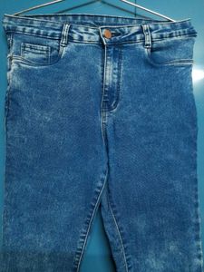 Acid Wash Denim Blue High Rise Super Skinny Jeans