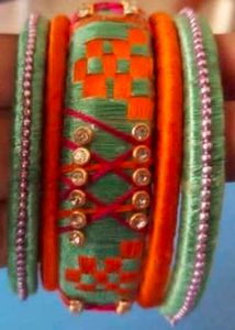 Exquisite Silk Thread Bangles &amp; Earrings Set