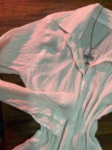 Crinkle Texture Button-Up Shirt