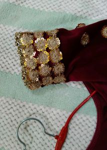 Maroon Velvet Blouse