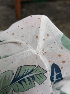Chic Leaf Print Sheer Blouse